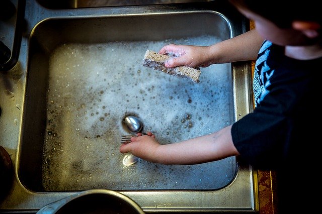 Child can help by washing the dishes